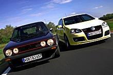 Treffen der Generationen - Ur GTI Pirelli von 1983 und der neue Golf GTI Pirelli.